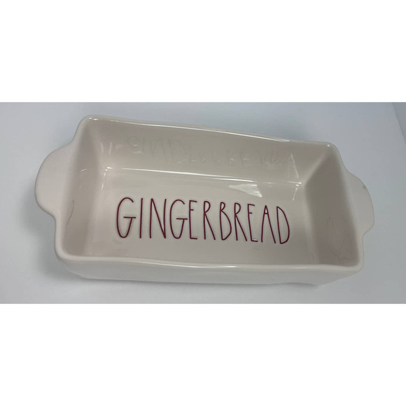 Rae Dunn Gingerbread by Magenta Artisan Collection Baking Dish White loaf pan 4 - Picture 3 of 3